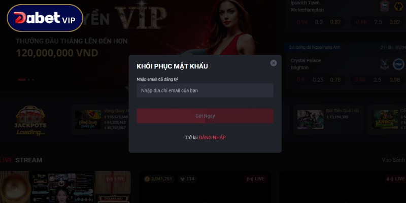 Người dùng chọn tính năng quên mật khẩu để lấy lại đoạn mã
